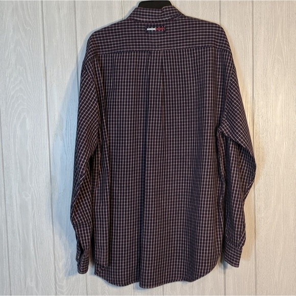 VTG Tommy Hilfiger Checker Pattern Long Sleeve Button Front Shirt EUC Flag SZ XL - Picture 2 of 10